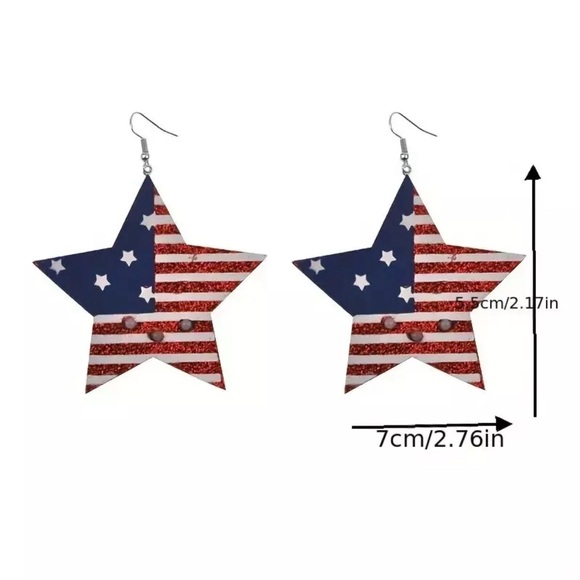 American Flag Star Light-Up Earrings - Picture 5 of 5